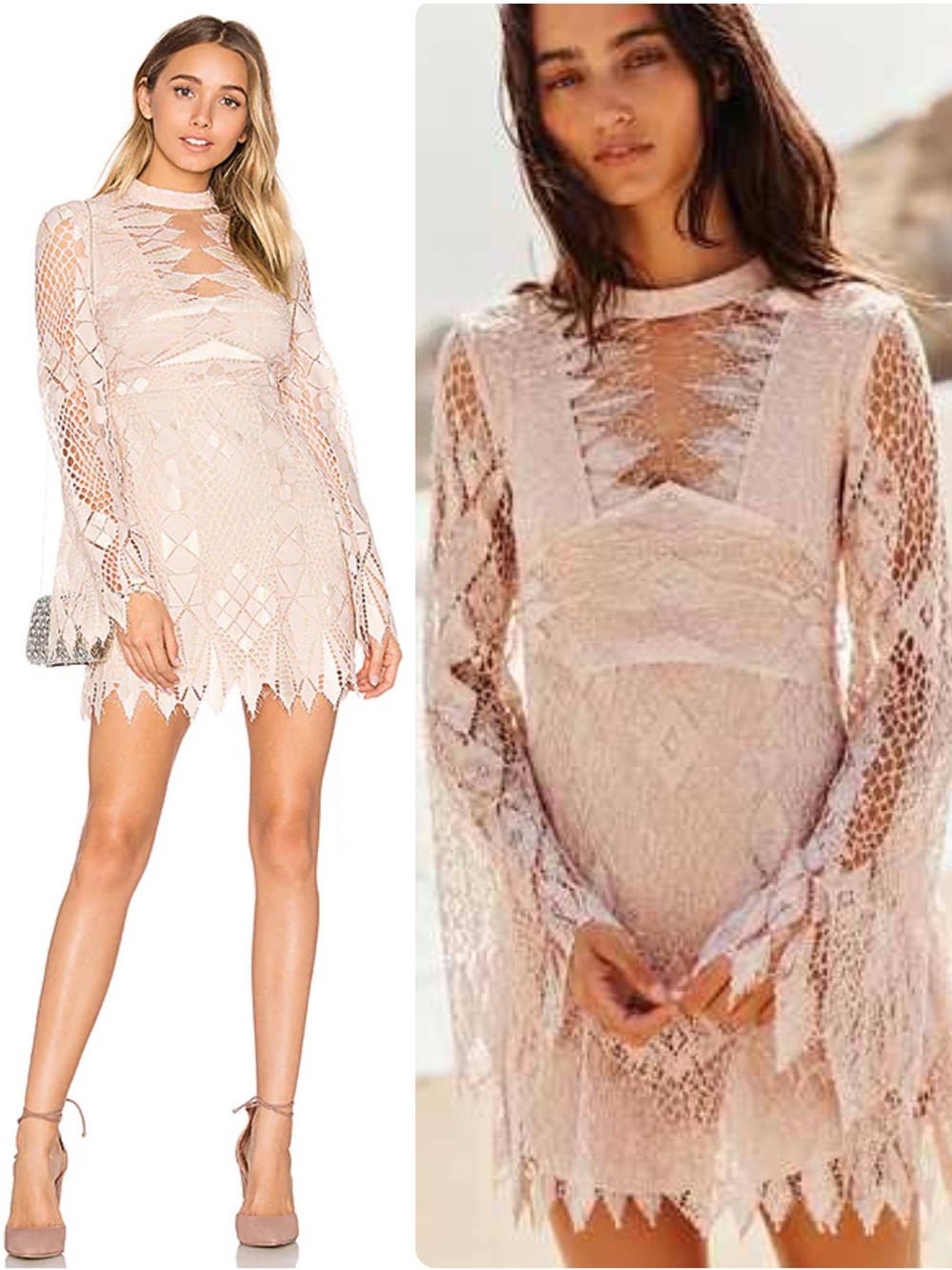 Free People x Revolve Deco Ivory Crochet Lace Scallop Hem Mini Dress NWT $148